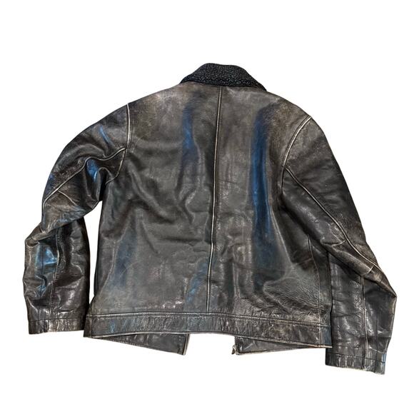 VTG GAP Jacket Mens Medium Leather Quilted Lined Trucker Western Barn Coat Y2K - Picture 2 of 8